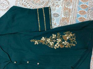 Elegant Teal coord Set with Embroidery