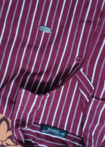 Classic Maroon Striped Men's Shirt