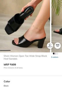 SHEIN Women Black Open Toe Block Heels
