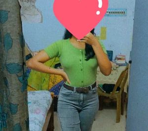 Light Green Button-Up Crop Top