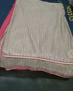 Elegant Pink &amp; Beige Embellished Saree
