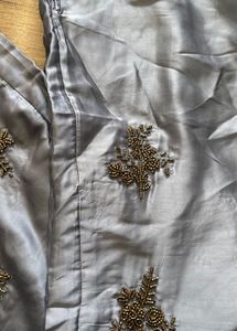 Grey embroidered straight pant - NEW