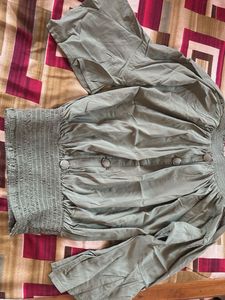 olive green off shoulder top