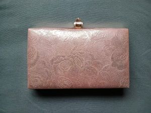 Elegant Rose Embossed Rosegold Clutch Bag