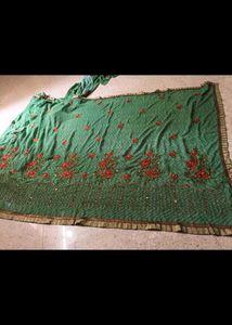Embroidered Green Saree