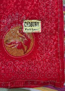 Exquisite Red Saree with Embellishments