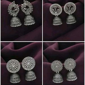 Combo set of 4 Oxidized Silver Classy Earrings..