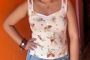 Floral Ribbed Tank Top