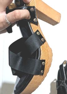 Black Patent Wedge Sandals