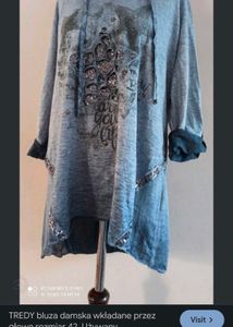 81810. Blue Sequined Tunic Top