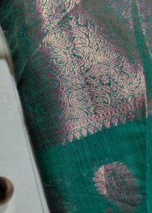 new turquoise green linen Chanderi saree