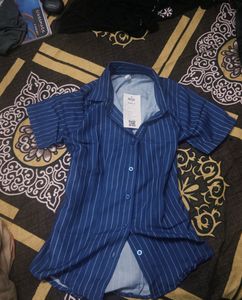 Blue Striped Button-Up Shirt