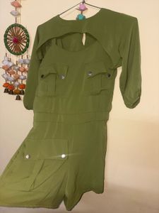 Mini Stylish Olive Green Jumpsuit