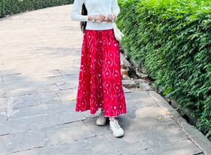 pink &amp; White Printed Skirt