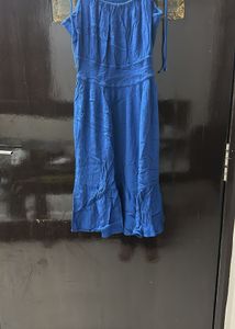 Vibrant Blue Tie-Strap Midi Dress