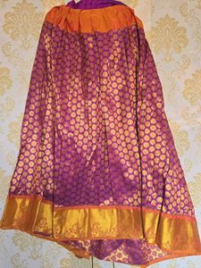 Purple & Gold Silk  half Saree