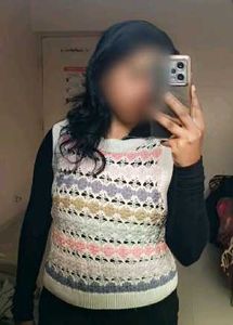 Pastel Striped Crochet Knit Sweater Vest
