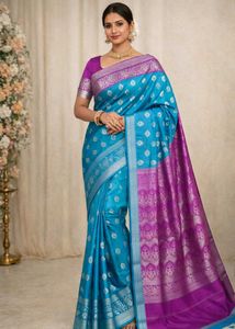 Elegant Blue & Purple Saree
