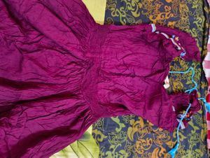 Embroidered Magenta Kurta