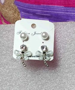 Cute Dragonfly Pearl Earrings
