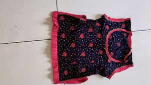 Ruffle 3 piece Poshak in pure cotton material