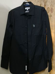 Us Polo Cotton Stretchable Balck Shirt