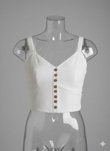 White Button-Up Crop Top
