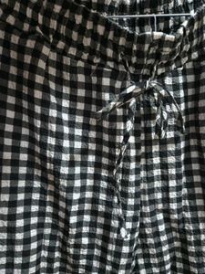 Black &amp; White Gingham Wide Leg Pants