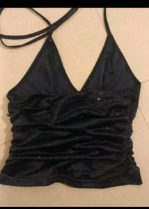 Sparkly Black Halter Top