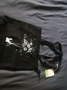 Black Tote Bag with Space Astronaut Design