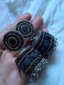 Ethnic Black Jhumka Earrings