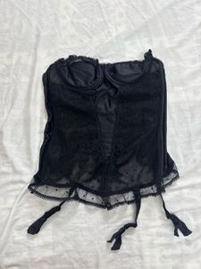 Black Faux Leather Corset Top