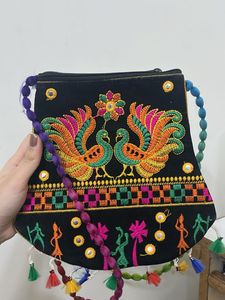 Embroidered Peacock Sling Bag