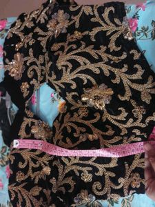 Heavily embroidered Black Velvet Blouse