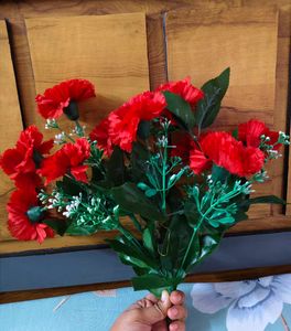 Vibrant Red Artificial Carnation Bouquet