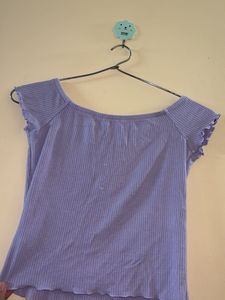 Cute Off-Shoulder Ribbed Top