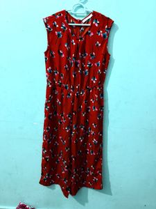 Red Floral Print Dress
