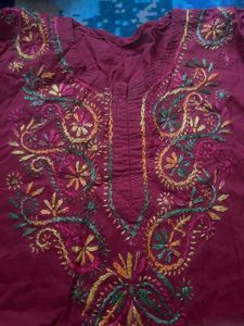 Embroidered Red Kurta