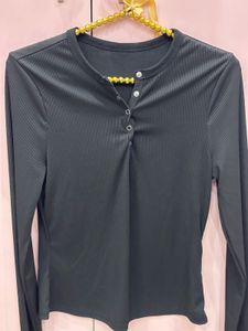 Ribbed Long Sleeve Henley Top