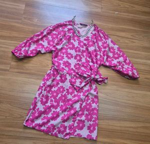 faballey pink Floral Wrap Dress