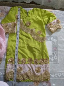 Stunning Lime Green Kurta with Pink Palazzo