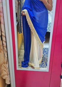 Royal Blue Saree with Golden Border