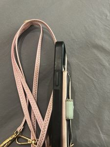 Cute Pink iPhone 14 Case with Detachable Strap