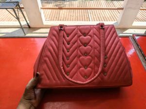 Cute Pink Heart Quilted Handbag