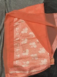 Elegant Peach Floral Saree