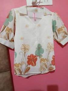 Floral Print Puff Sleeve Top korean