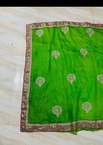 Vibrant Green Embroidered Saree