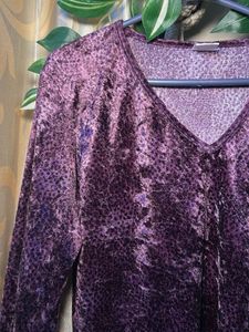 Purple Velvet Leopard Print Top