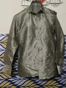 Silver colour Silk Shinny Shirt