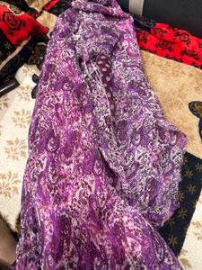 Elegant Purple Floral Print Saree